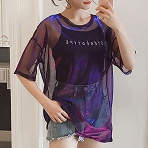 2 Pcs/Set Sexy Mesh Sheer Perspective Tops